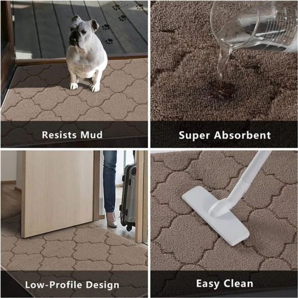 24x36, Non-Slip Absorbent Resist Dirt Door Mats, Machine Washable, Beige